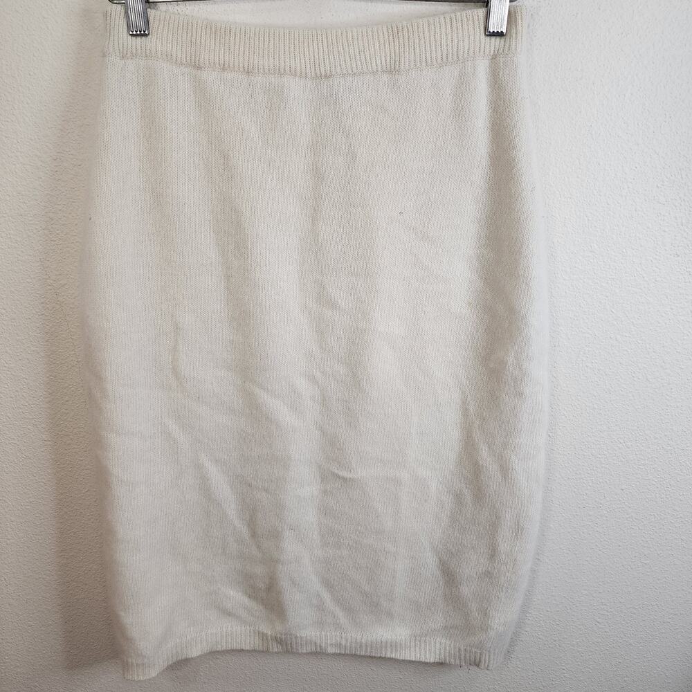 CMI Lambswool and Angora Women's Skirt Size Medium Ivory Minimalist Preppy Boho